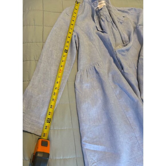 Halston Linen Shirtdress Shell Buttons Pockets Chambray Blue 100% Linen Size S - Picture 4 of 15